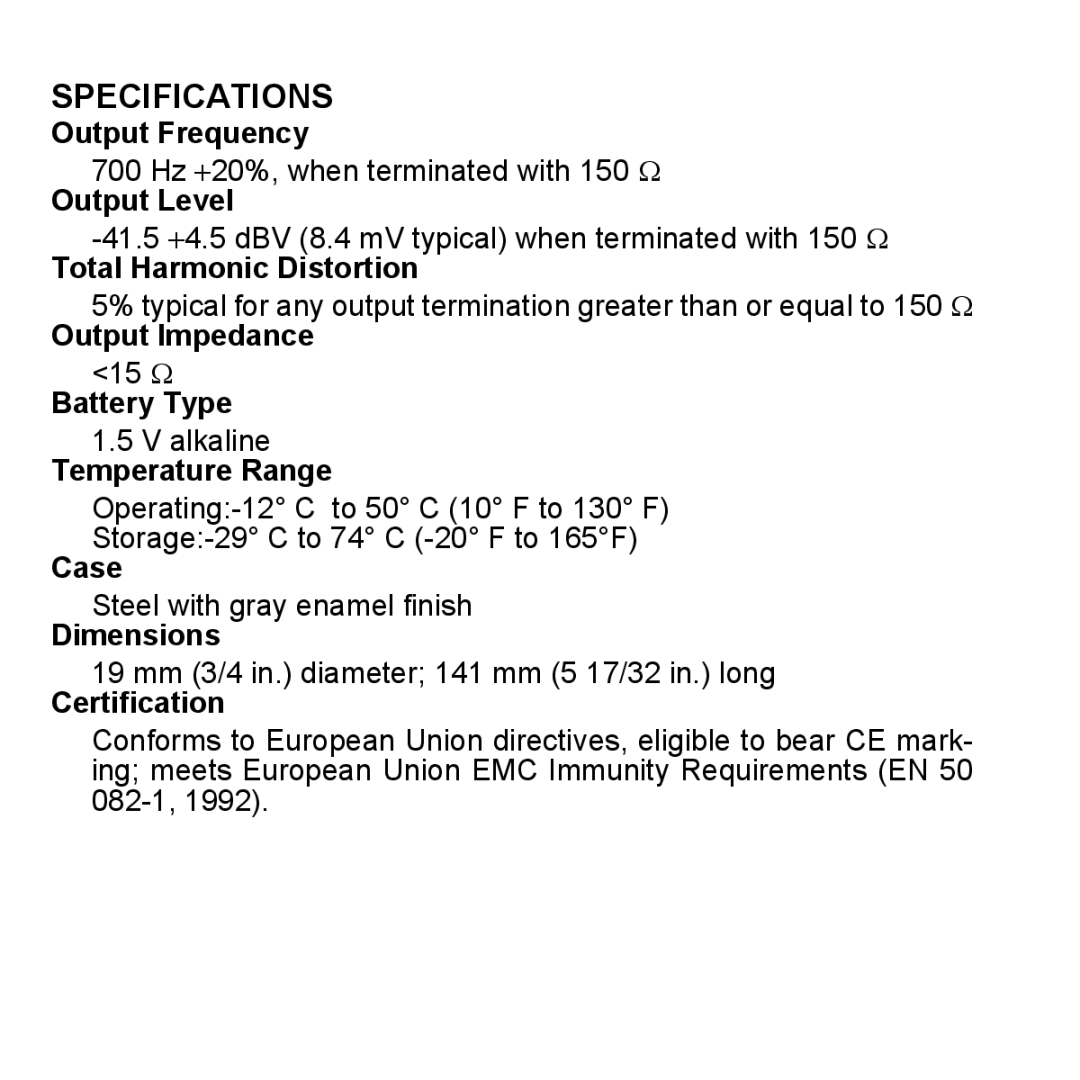 Shure A15TG manual Specifications, Certification 