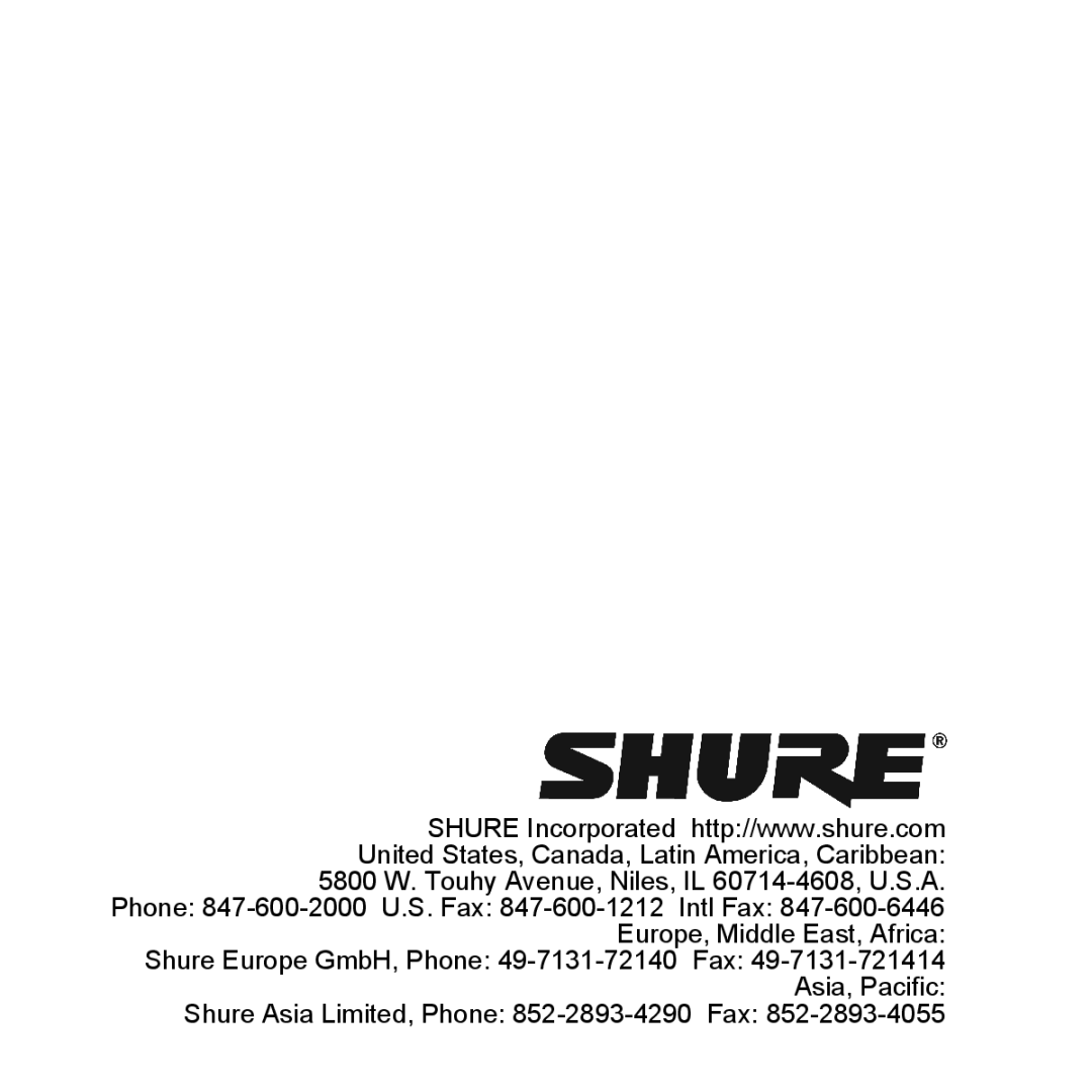 Shure A15TG manual 