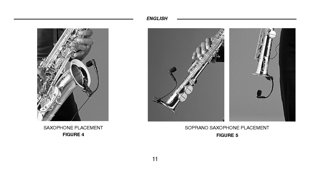 Shure BETA98HC manual Saxophone Placement Soprano Saxophone Placement 