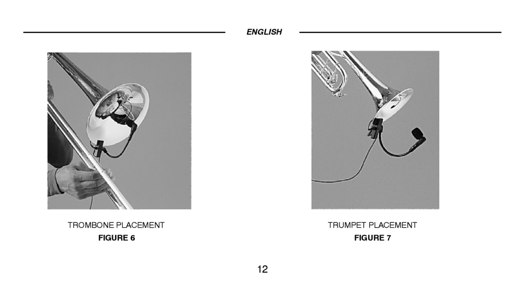 Shure BETA98HC manual Trombone Placement Trumpet Placement 