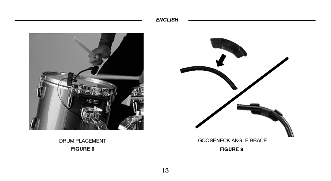 Shure BETA98HC manual Drum Placement Gooseneck Angle Brace 