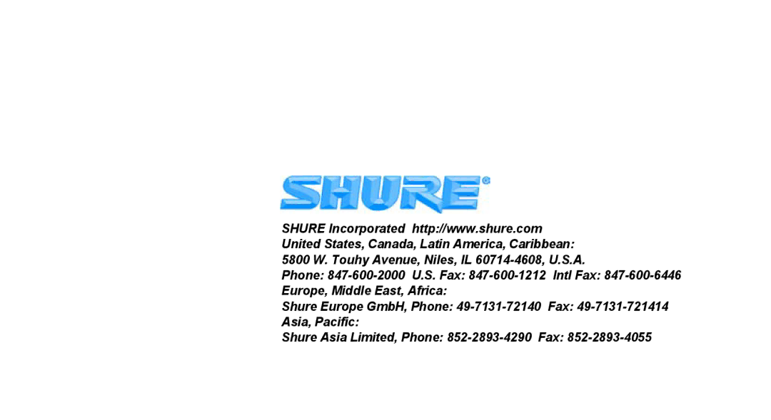 Shure BETA98HC manual 