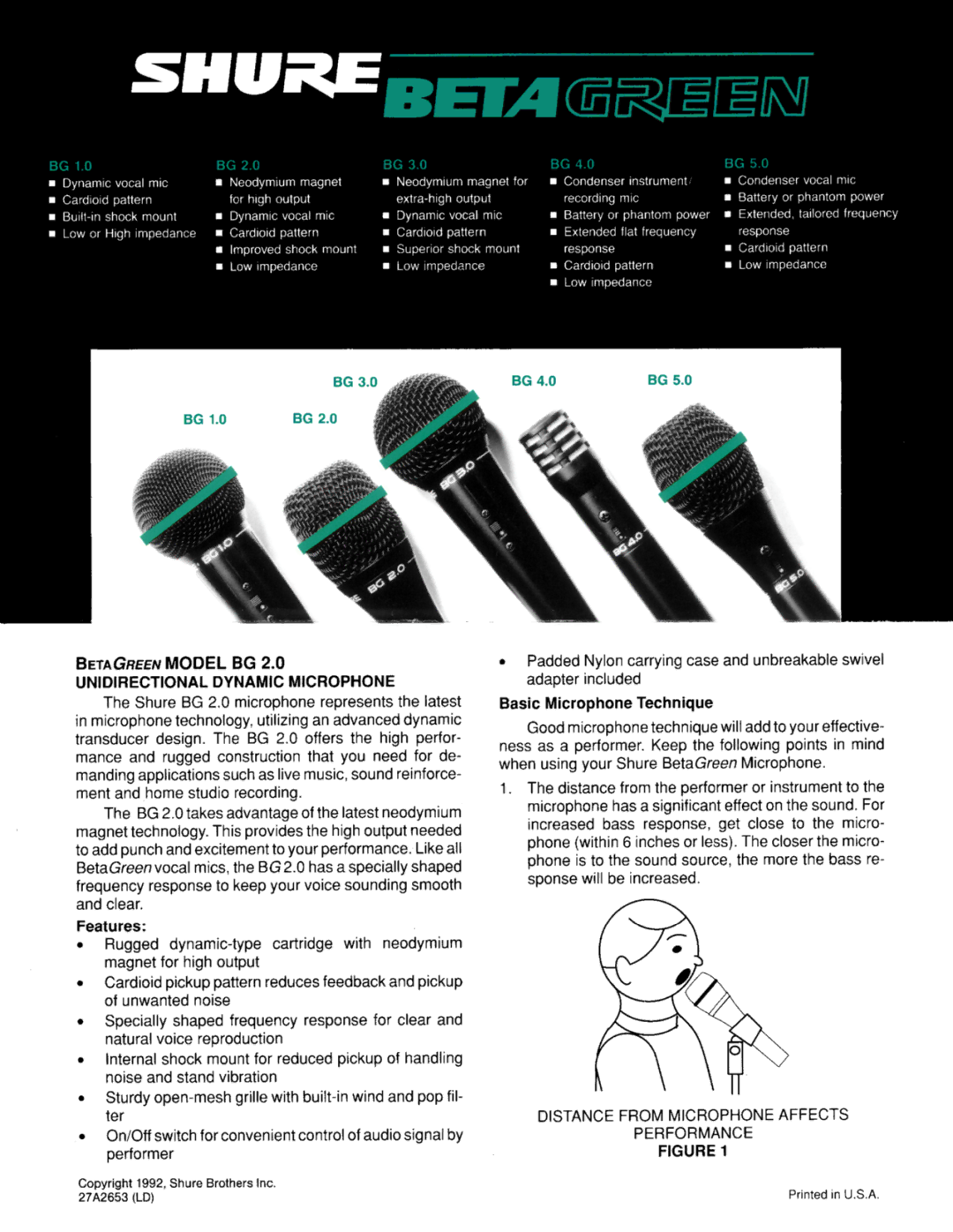 Shure BG 5.0, BG 2.0, BG 1.0, BG 4.0, BG 3.0 manual 