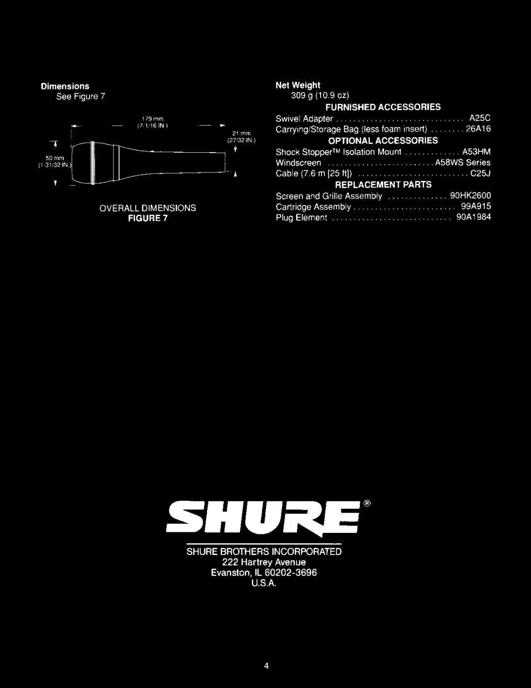 Shure BG 3.0, BG 2.0, BG 5.0, BG 1.0, BG 4.0 manual 