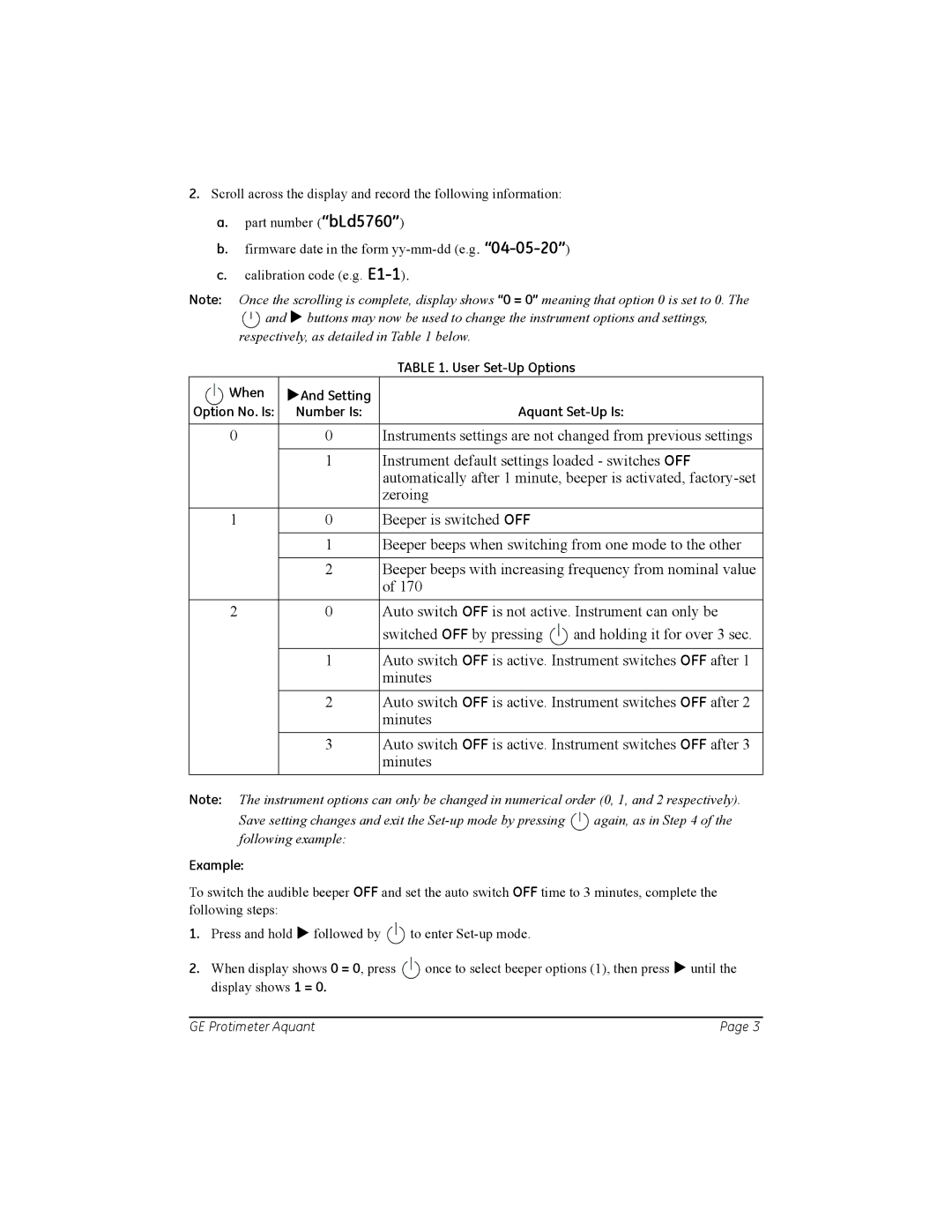 Shure BLD5760 manual User Set-Up Options 