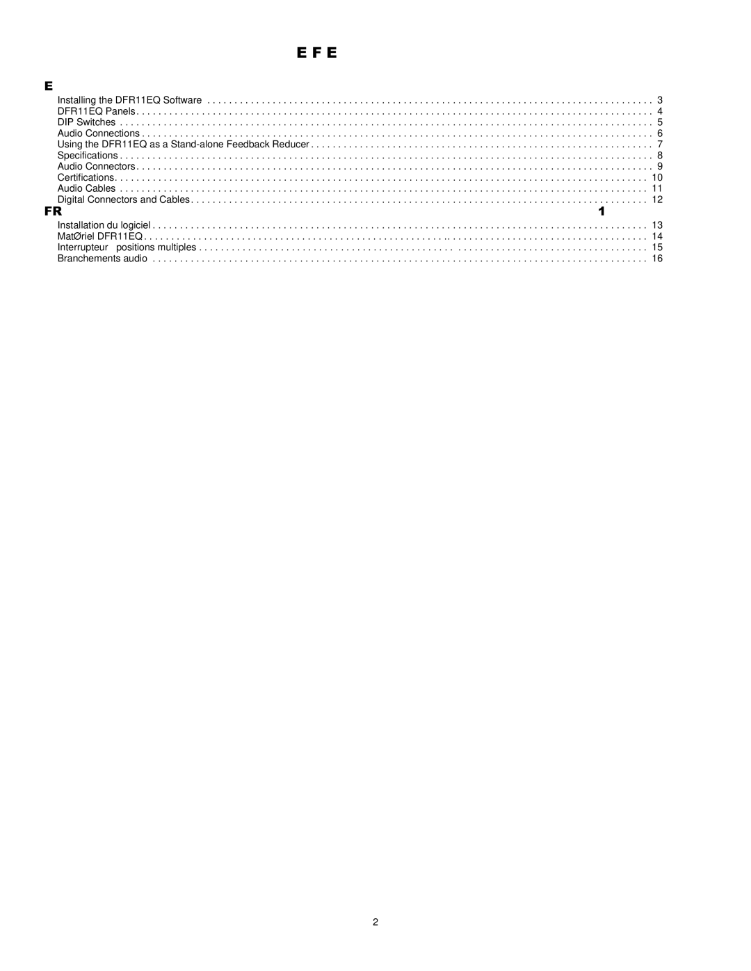 Shure DFR11EQ VERSION 5 manual Table of Contents 