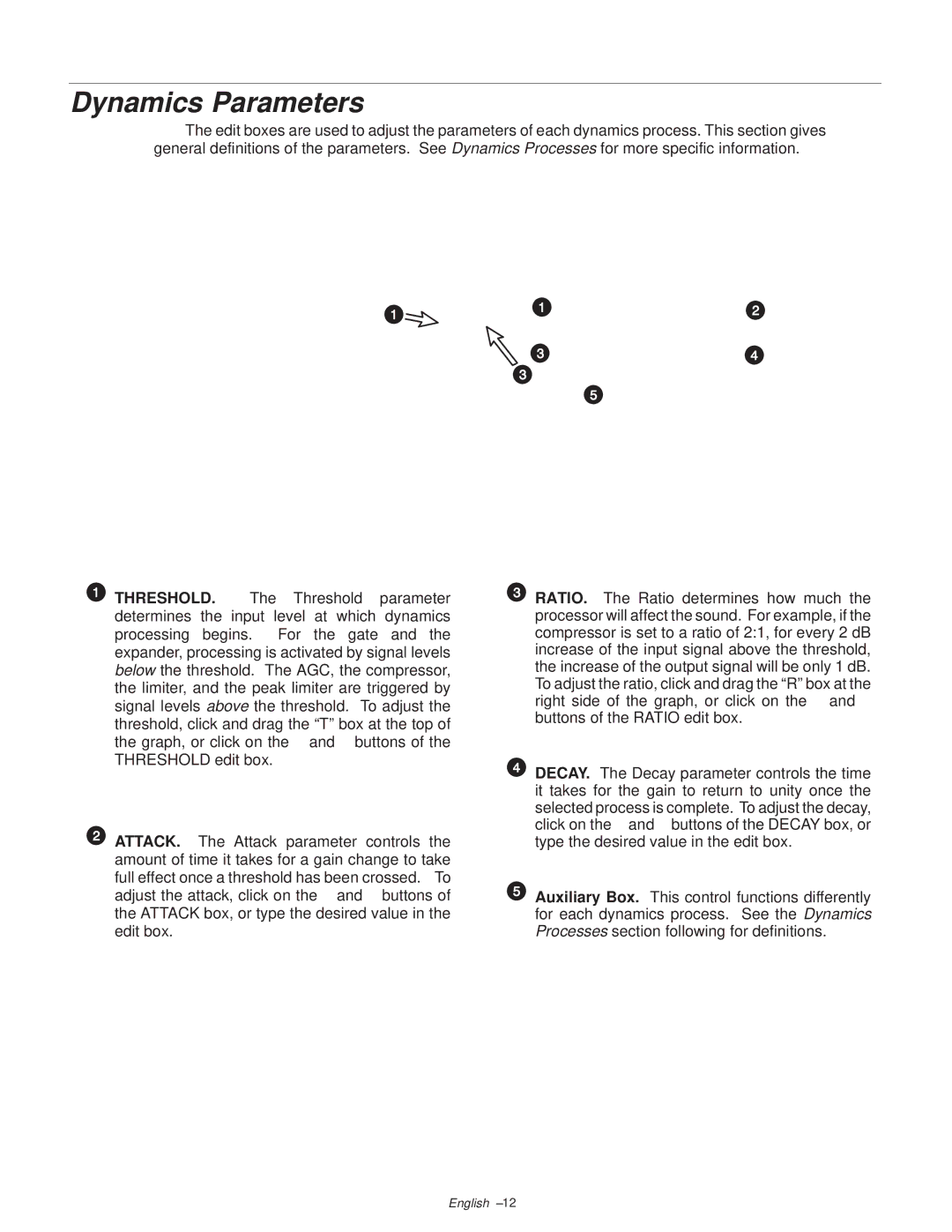 Shure DP11EQ manual Dynamics Parameters 