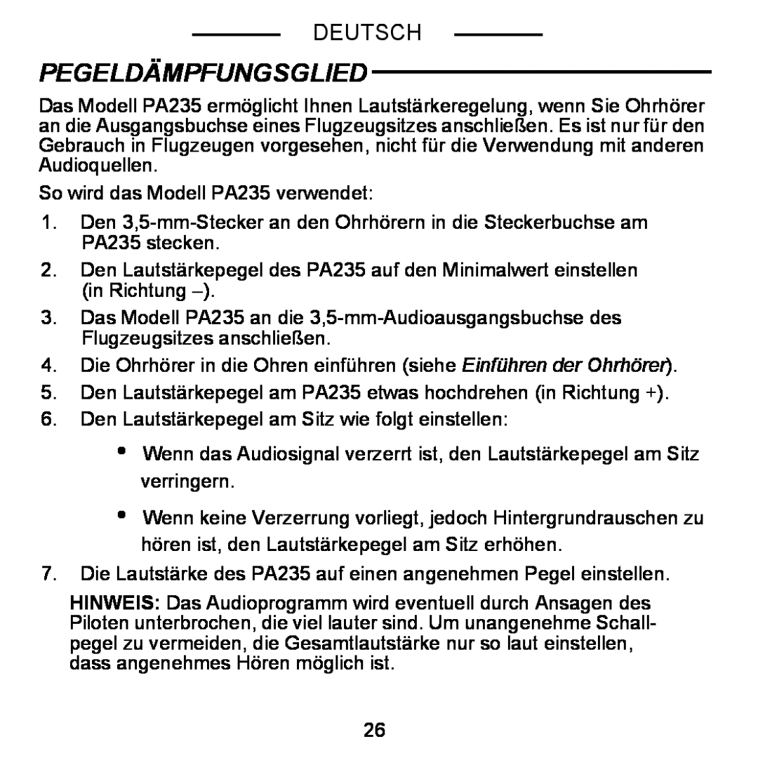 Shure E5C manual Pegeldämpfungsglied, Deutsch 