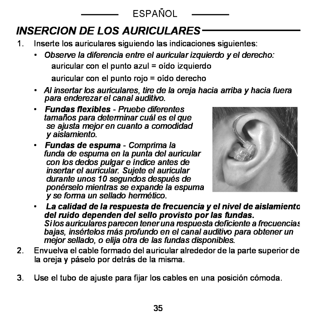 Shure E5C manual Insercion De Los Auriculares, Español 