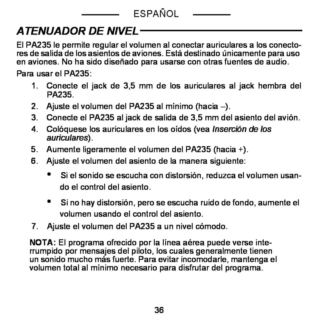 Shure E5C manual Atenuador De Nivel, Español 