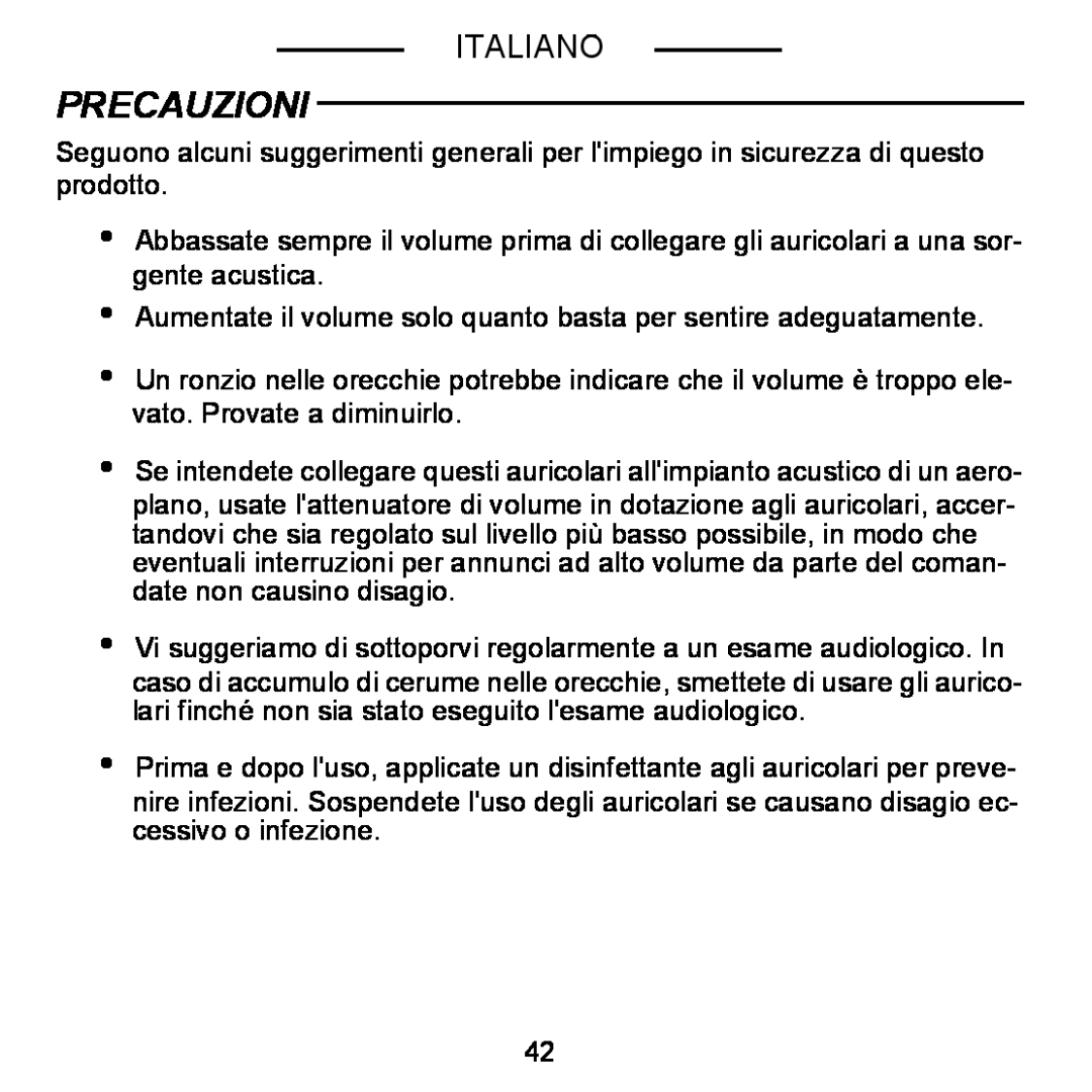 Shure E5C manual Precauzioni, Italiano 