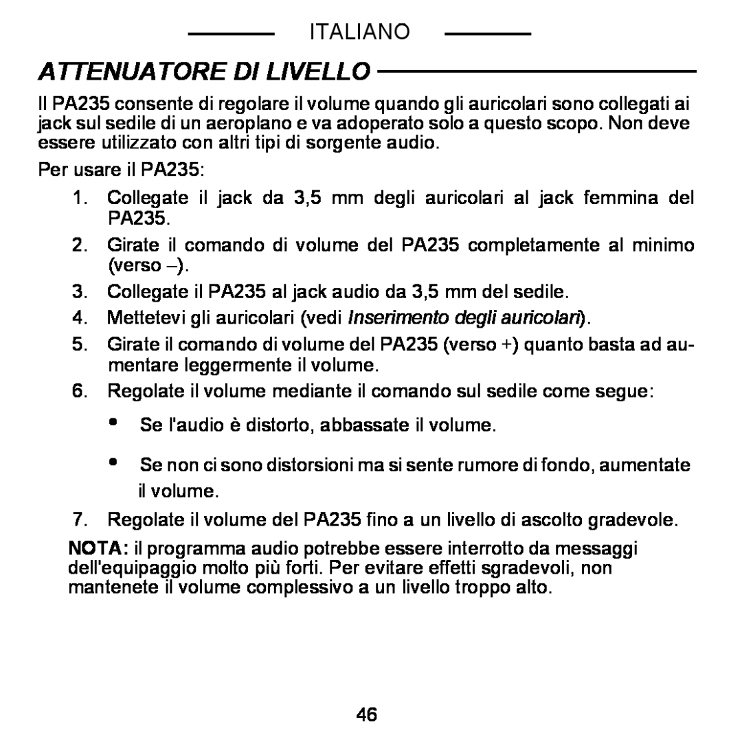 Shure E5C manual Attenuatore Di Livello, Italiano 