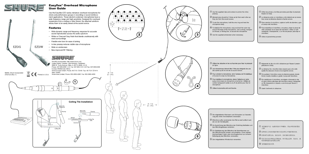 Shure EZO/W, EZO/G manual Easyflex Overhead Microphone User Guide 