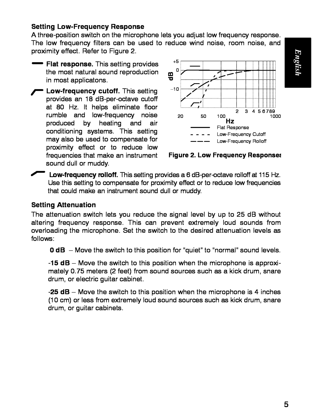 Shure KSM141 manual Setting Low-FrequencyResponse 