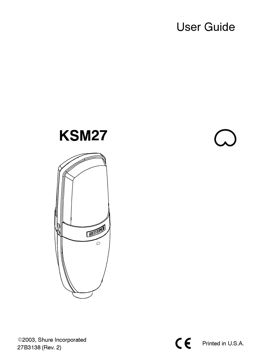 Shure KSM27 manual User Guide 