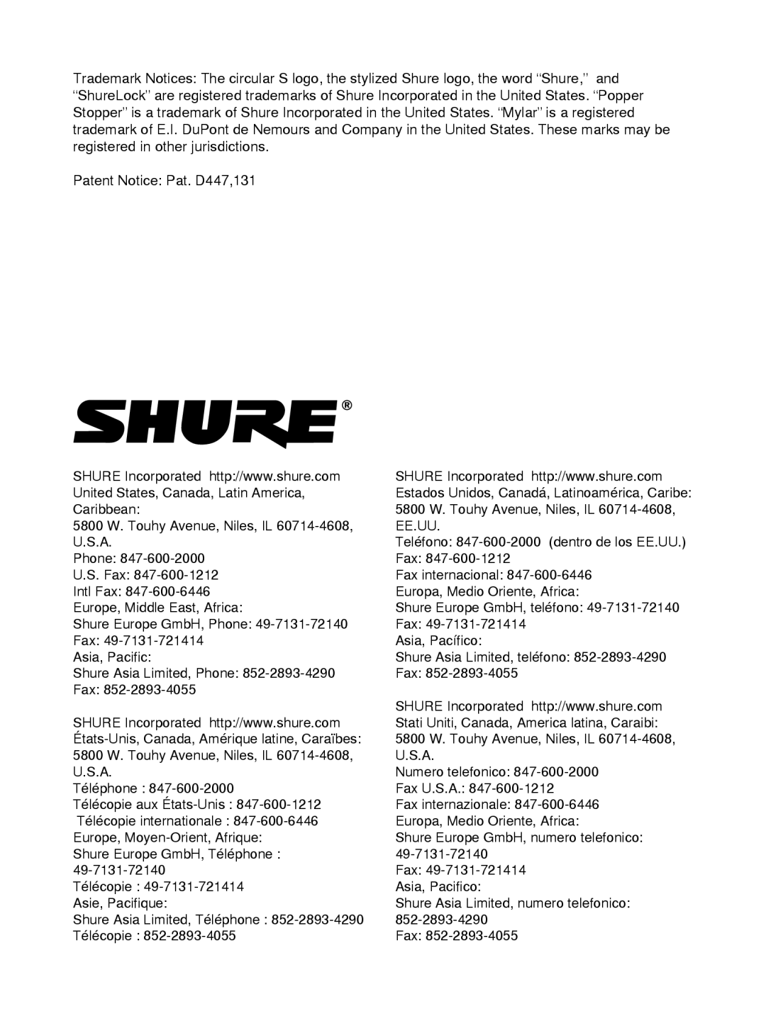 Shure KSM42 manual 