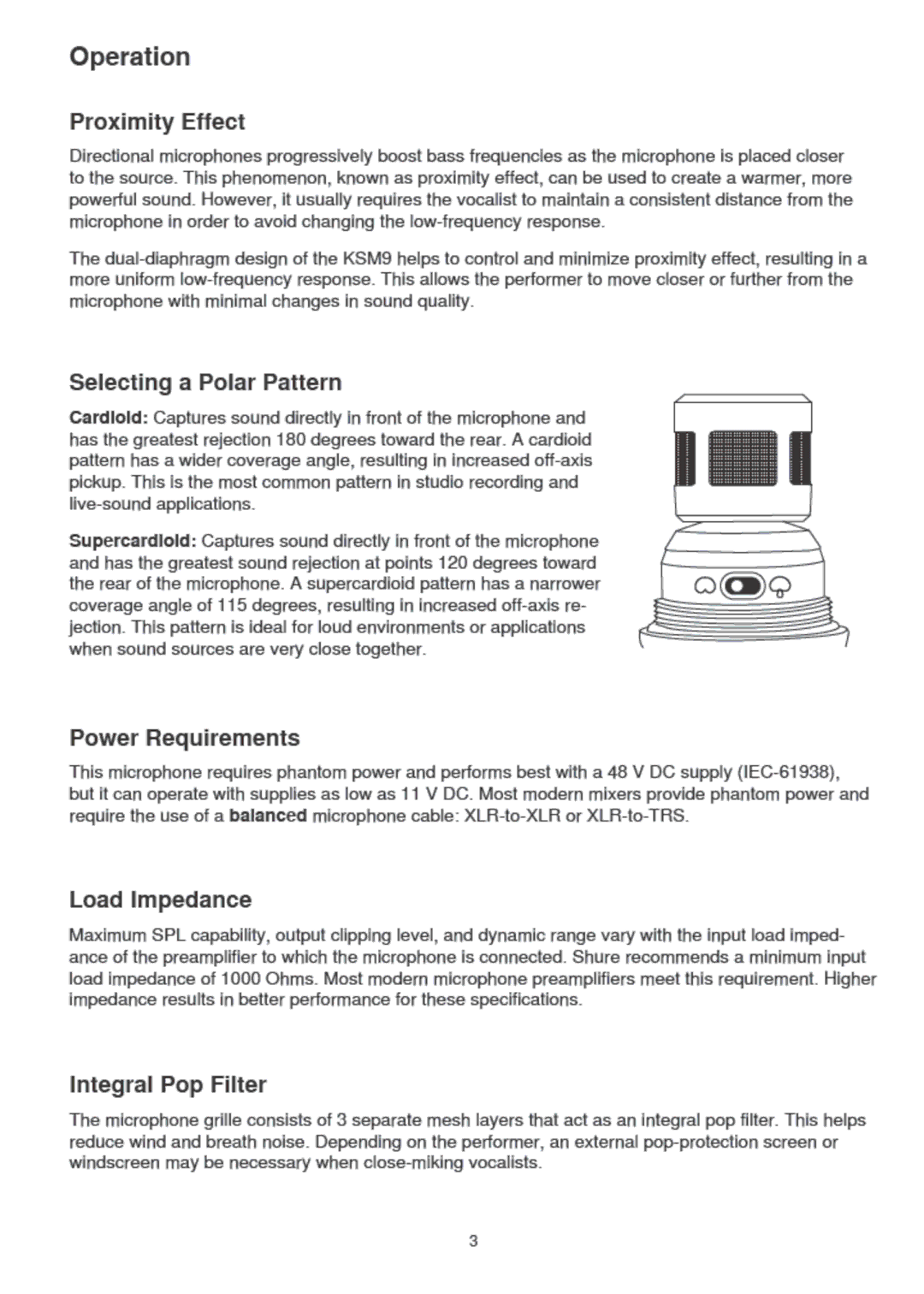 Shure KSM9 manual 