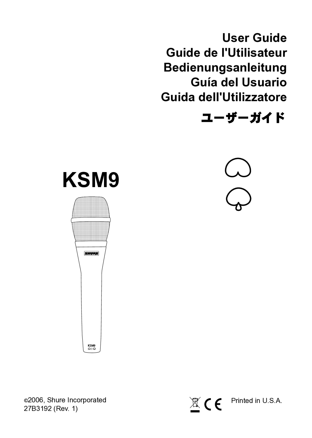 Shure KSM9 manual 