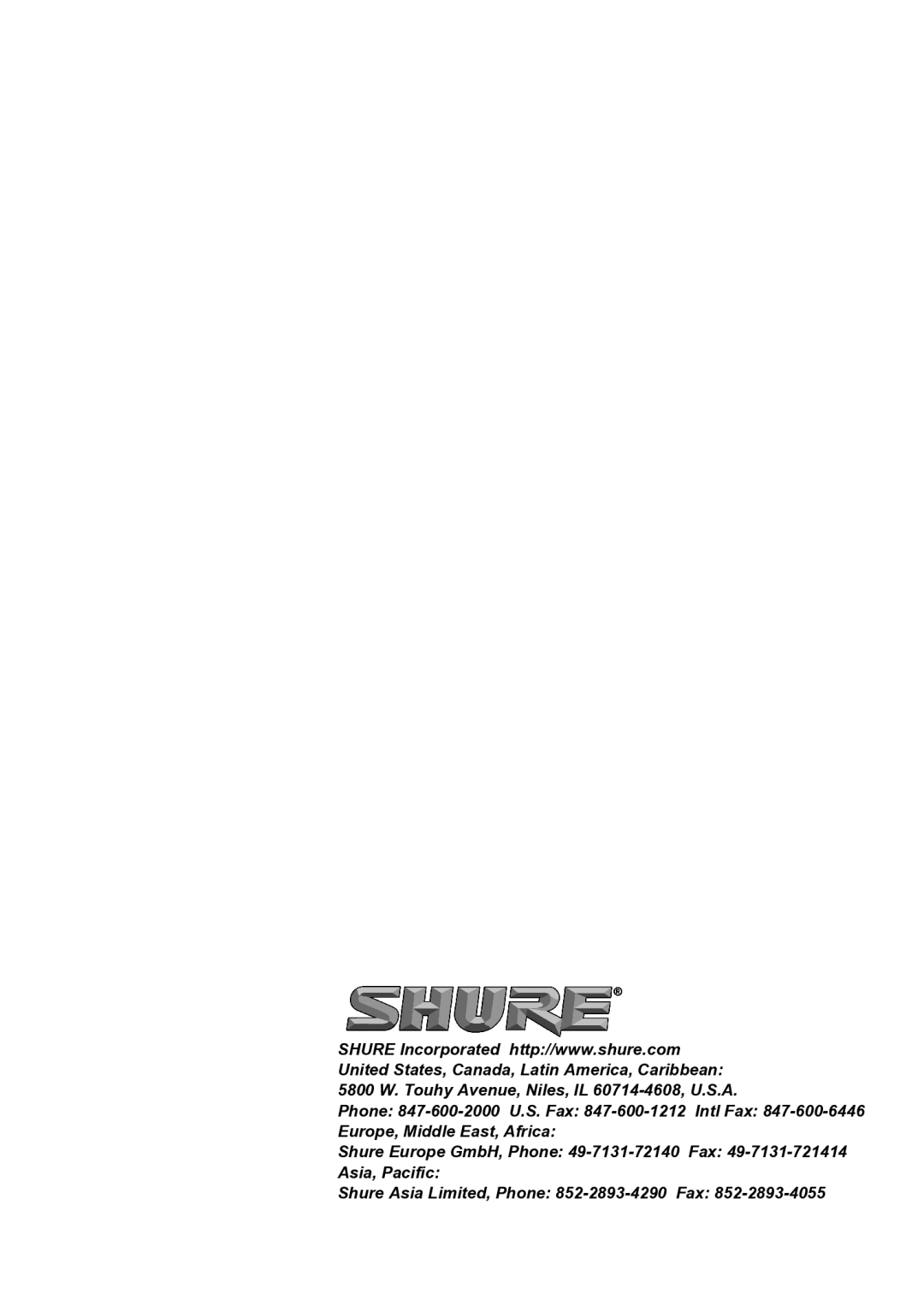 Shure KSM9 manual 