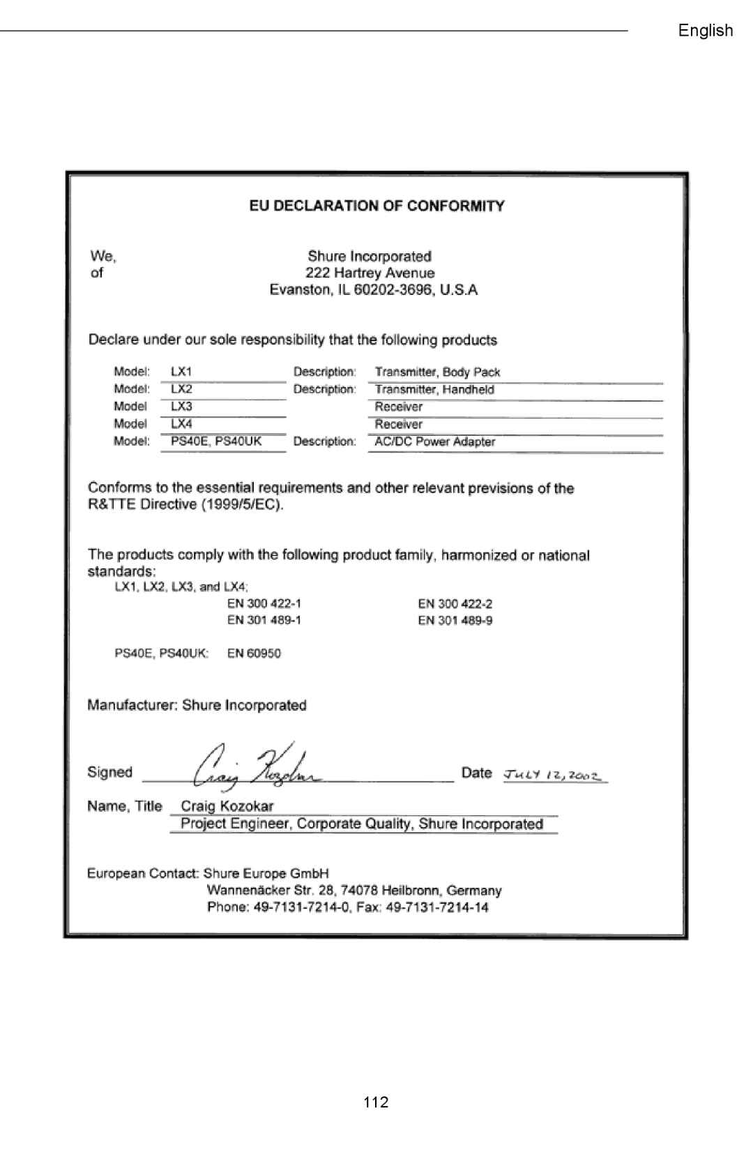 Shure Microphone manual English 