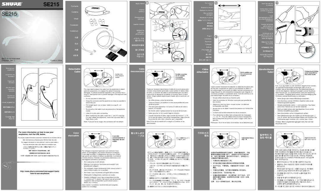 Shure MLP_SE215 manual Se debe escuchar un clic cuando se asientan correctamente, Déclic audible une, Fois correctement 