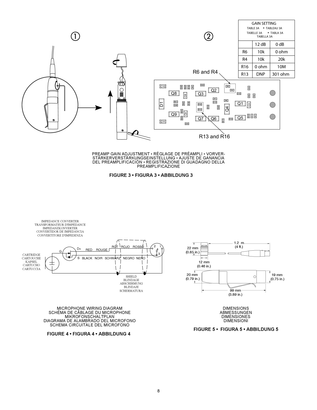 Shure MX100 specifications R6 and R4 