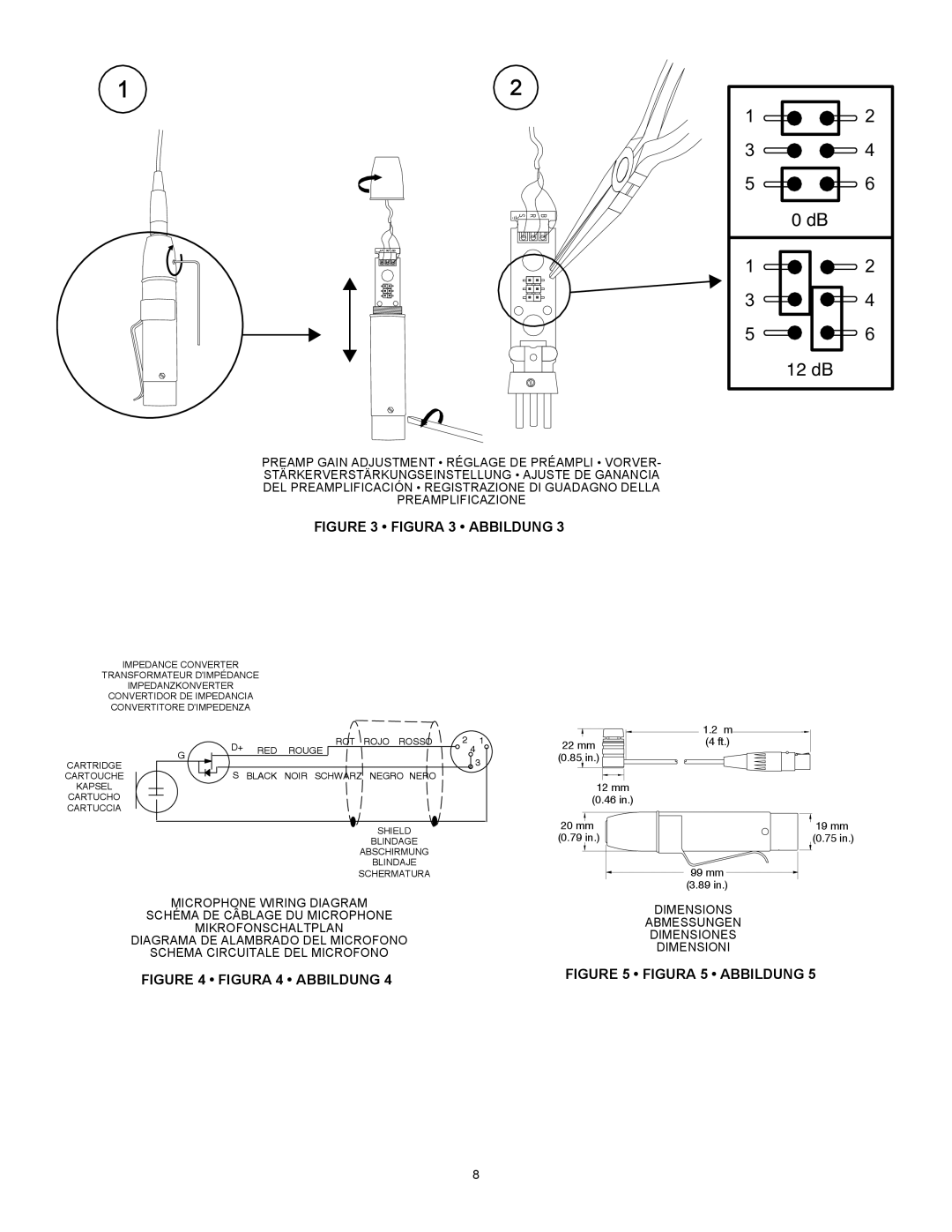 Shure MX100 specifications 12 dB 