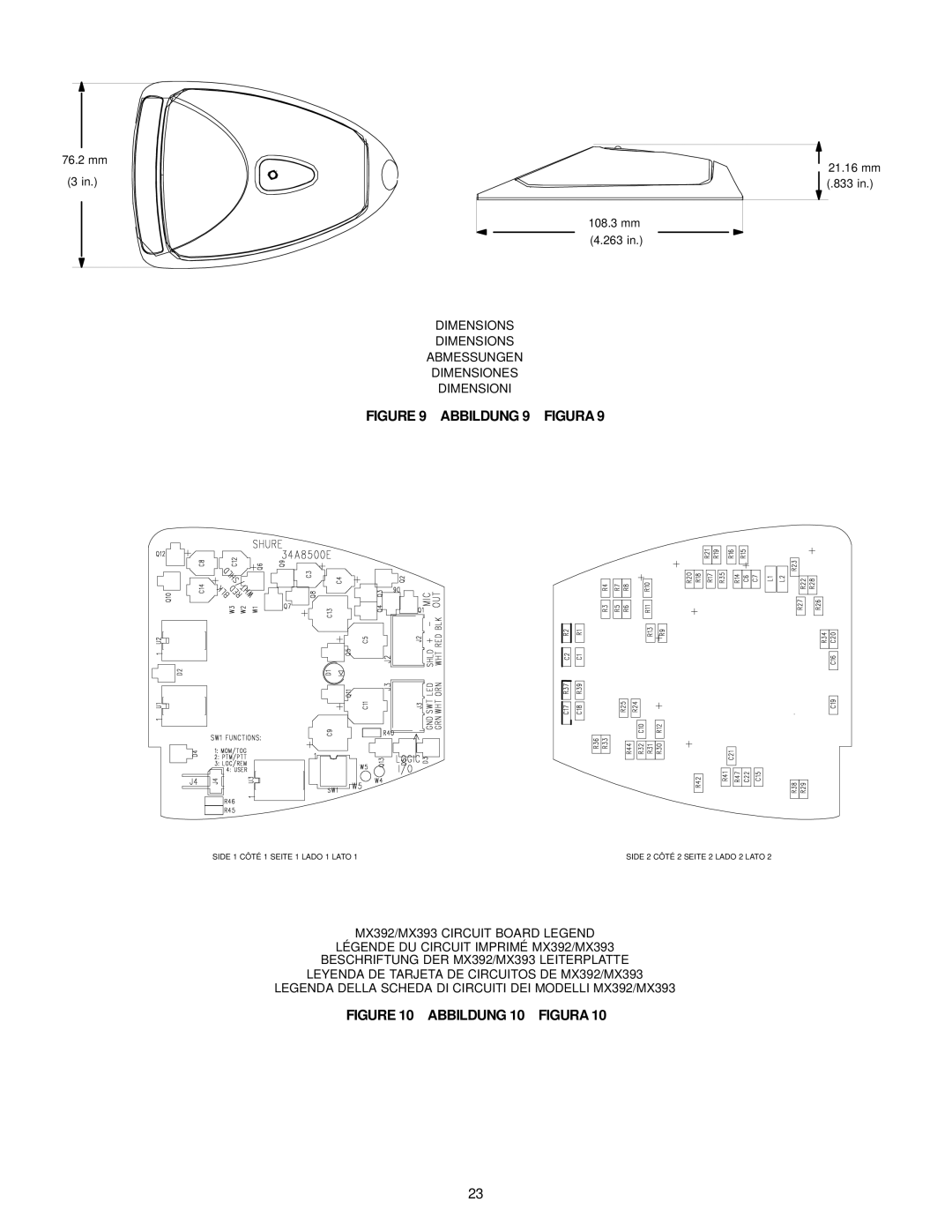 Shure MX392/C, MX300, MX392/S manual Abbildung 9 S Figura 