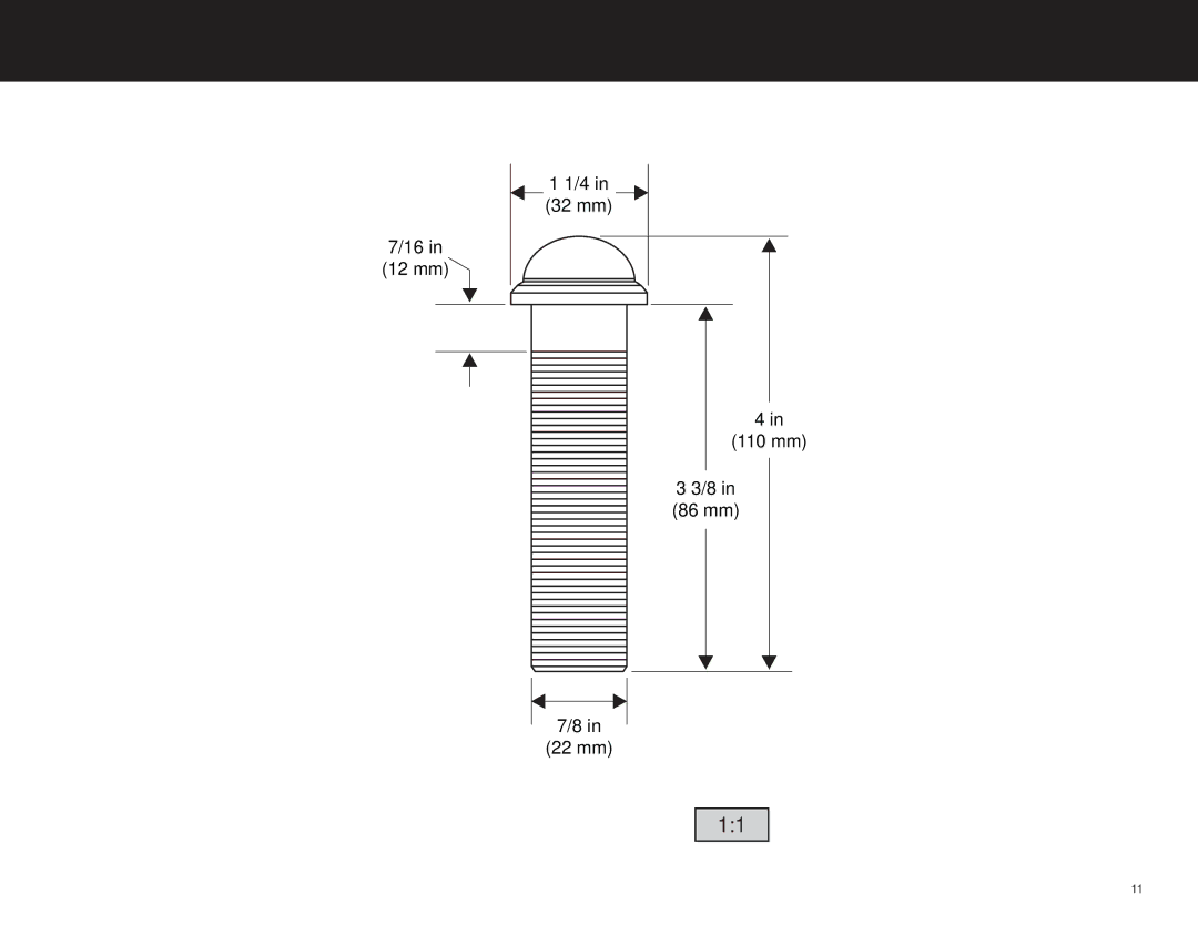 Shure MX395 manual 16 in 12 mm 32 mm 110 mm 86 mm 22 mm 