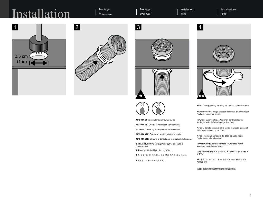 Shure MX395 manual Installation, 設置方法 