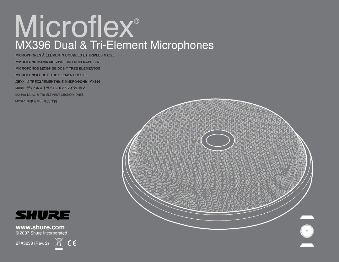 Shure manual MX396 Dual & Tri-Element Microphones 