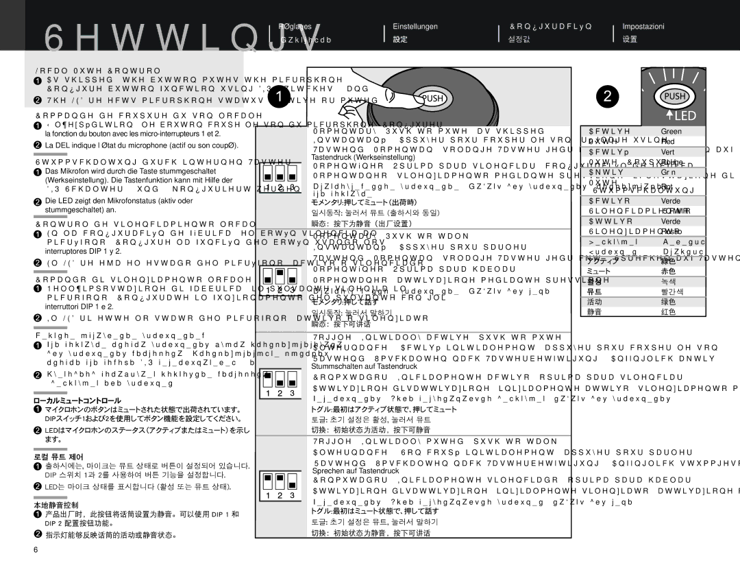 Shure MX396 manual Settings 