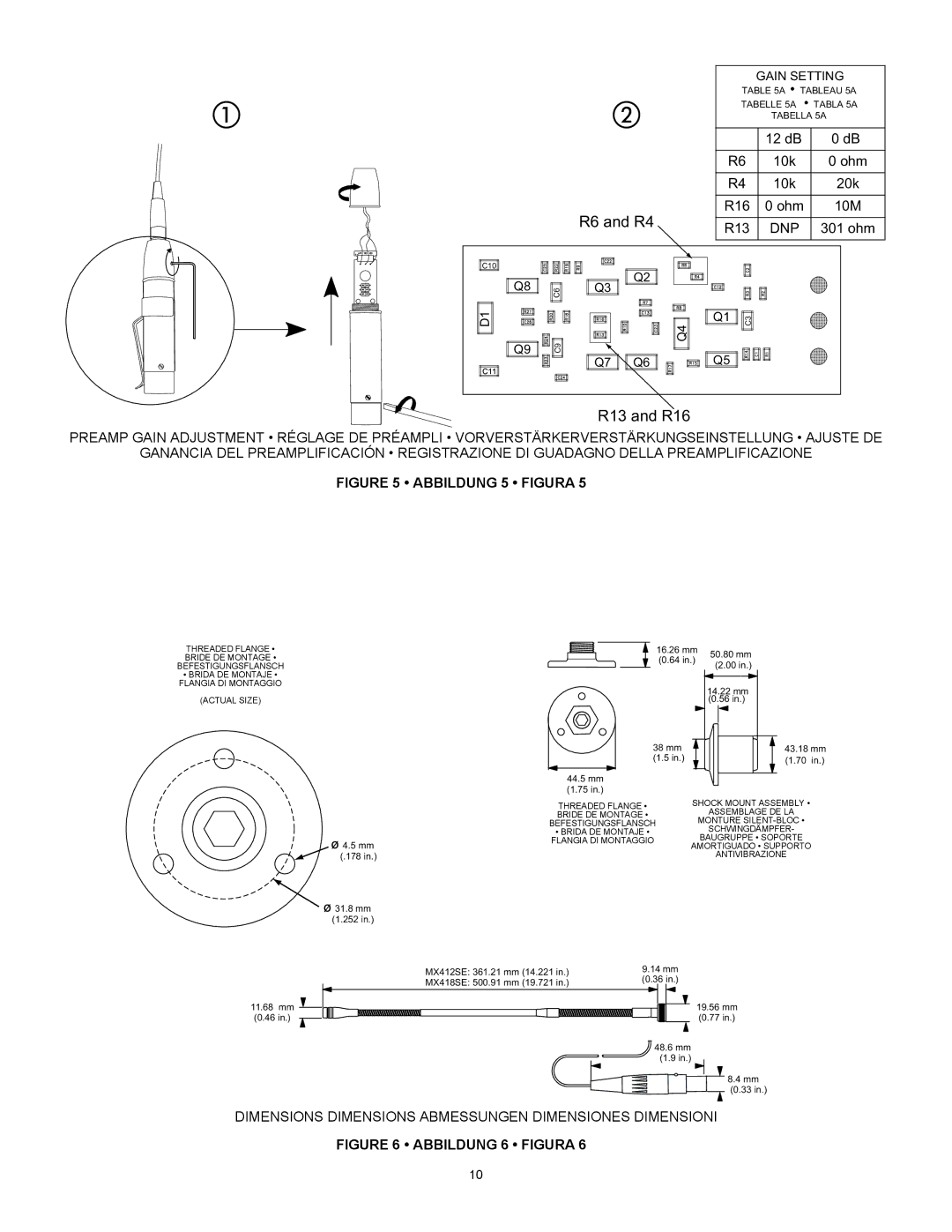 Shure MX400SE manual R6 and R4 