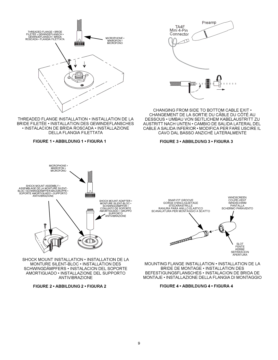 Shure MX400SE manual Abbildung 1 Figura 