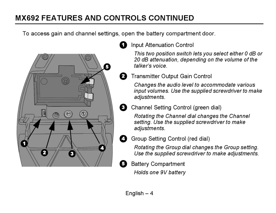 Shure MX692 manual Talker’s voice 