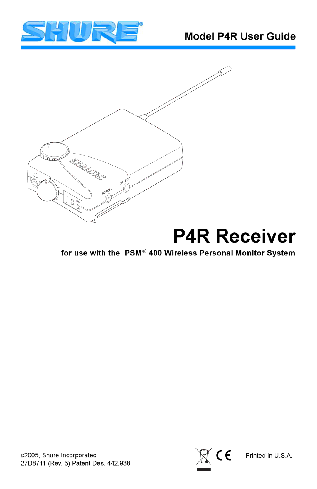 Shure manual P4R Receiver 