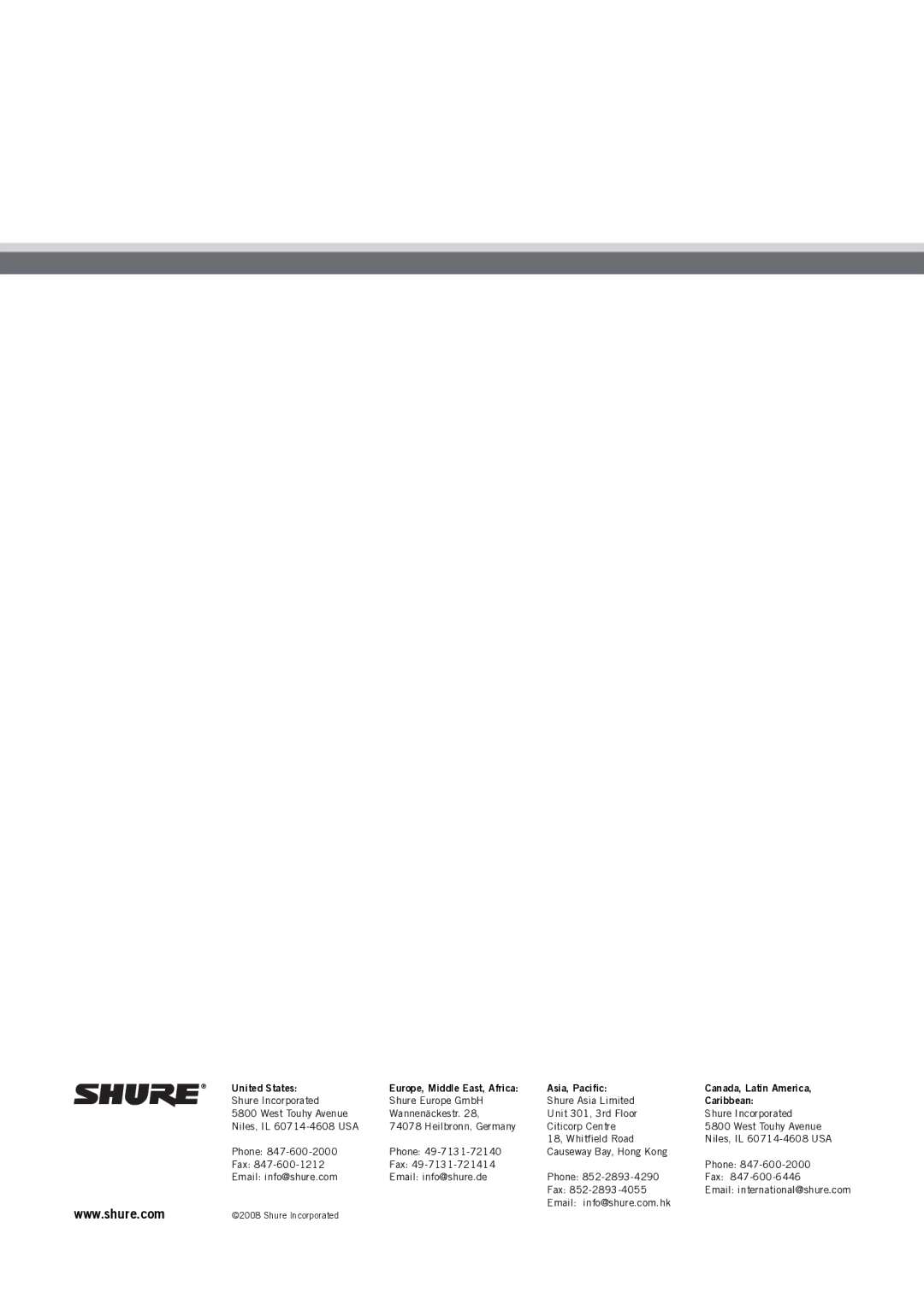 Shure PG27 manual Caribbean 