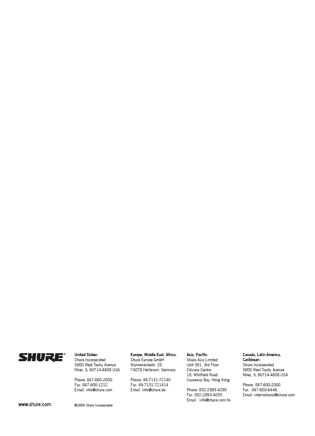 Shure PG52 manual Caribbean 