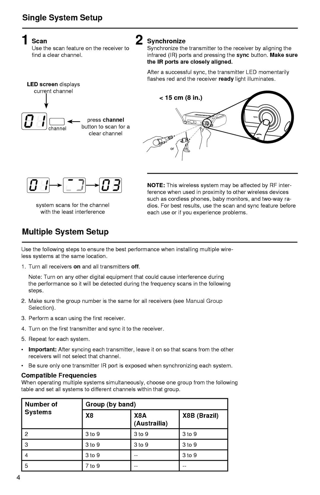 Shure PGXD manual Single System Setup, Multiple System Setup 