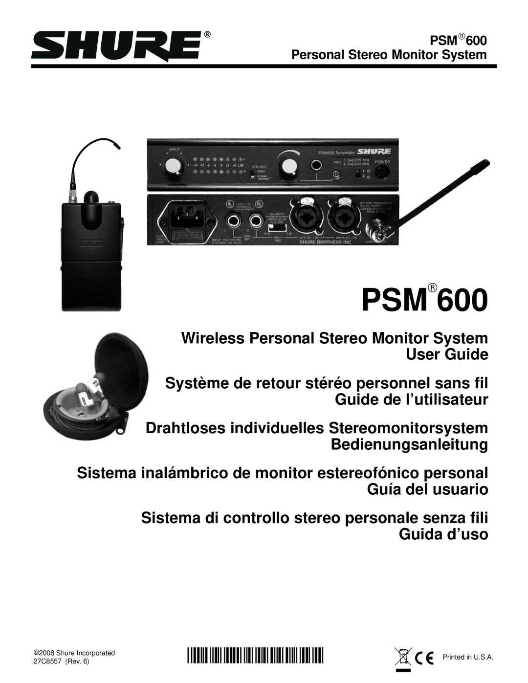 Shure PSM 600 manual Psm 