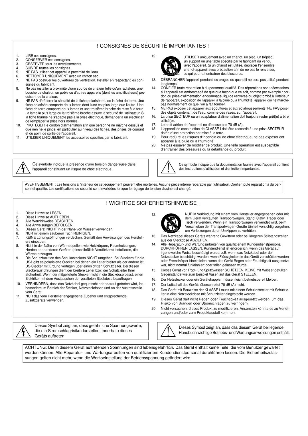 Shure PSM 600 manual Consignes DE Sécurité Importantes 