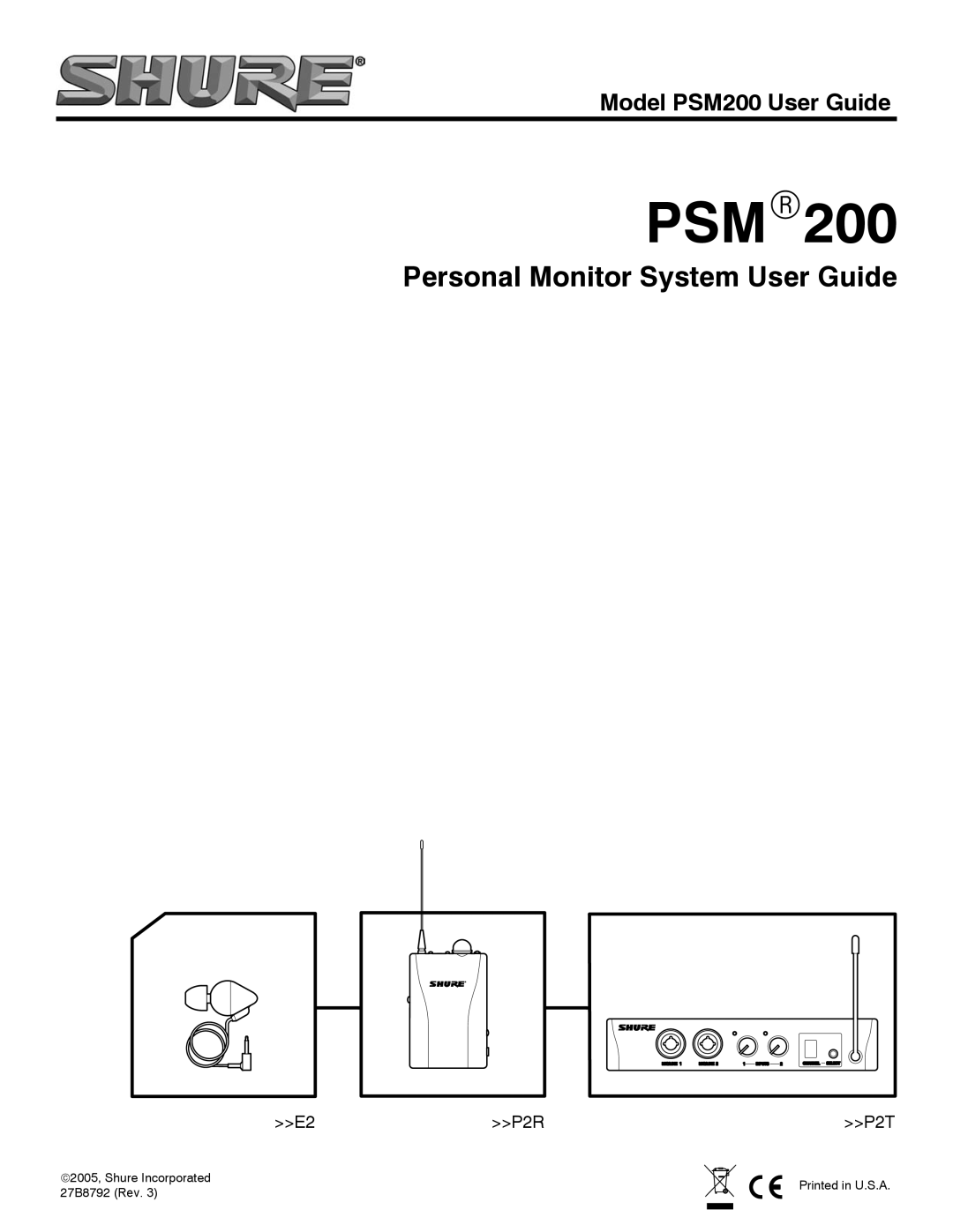 Shure PSM200 manual Psm 