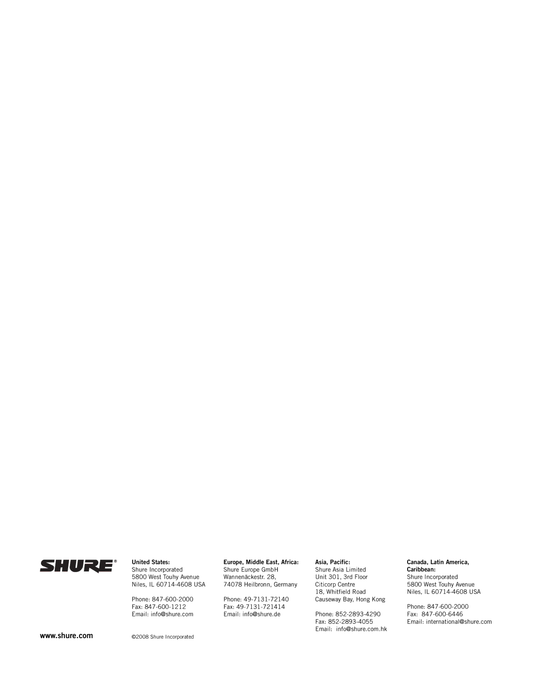 Shure SCM268 manual Caribbean 