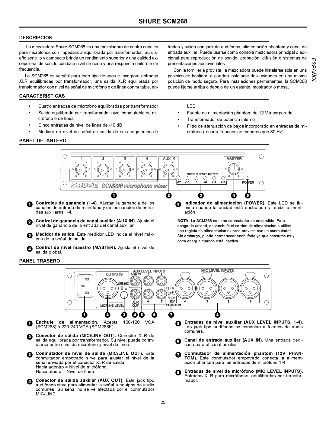 Shure manual Shure SCM268, Descripcion 