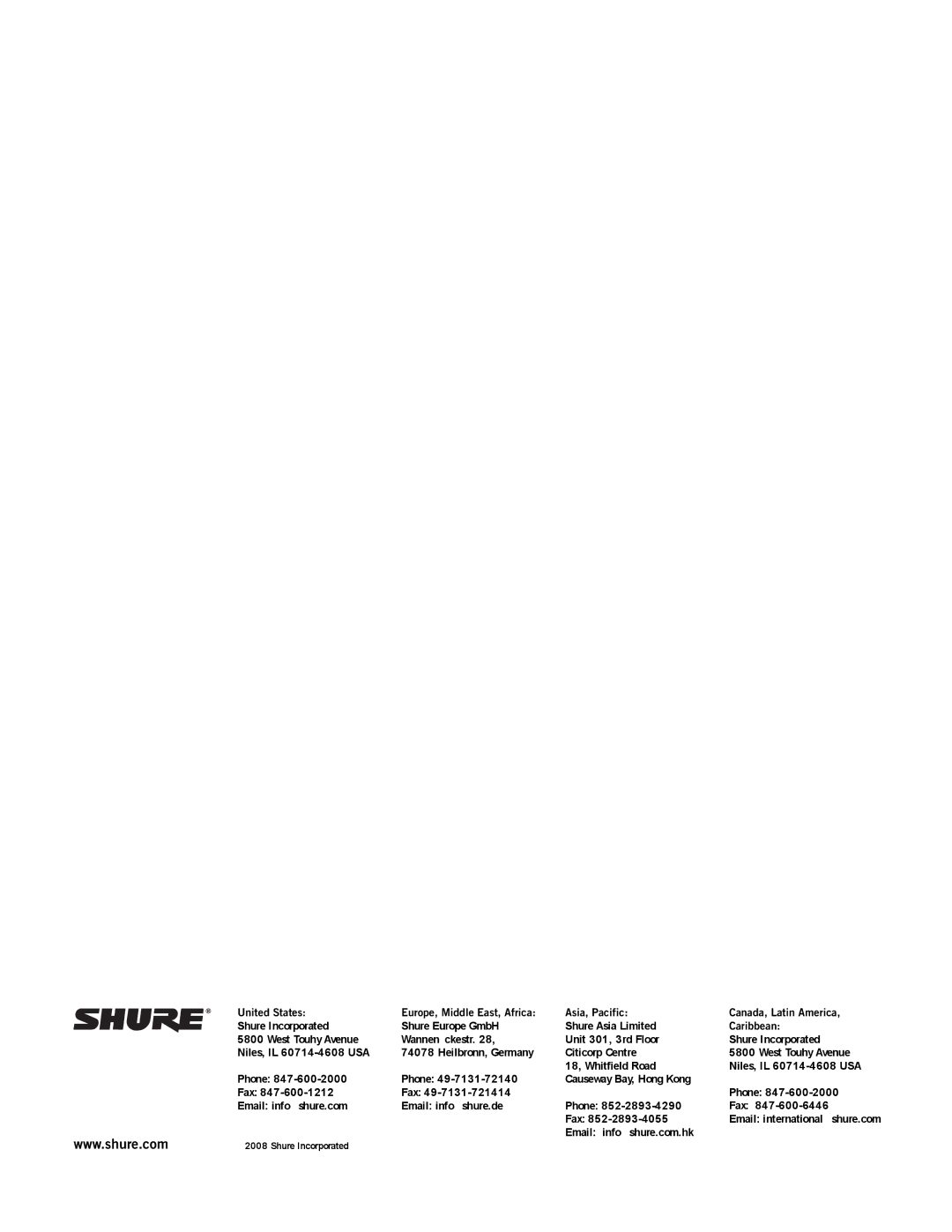 Shure SCM410E manual Caribbean 