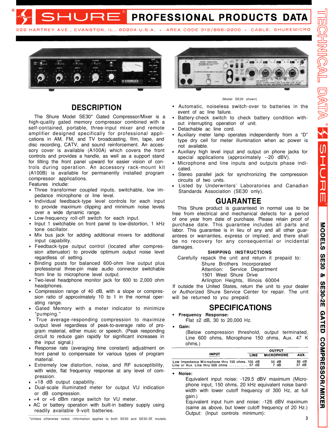 Shure SE30-2 service manual Description 