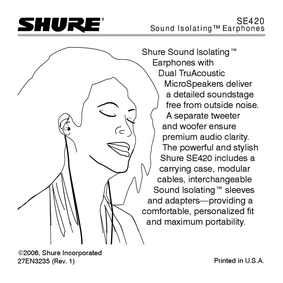 Shure SE420 manual 