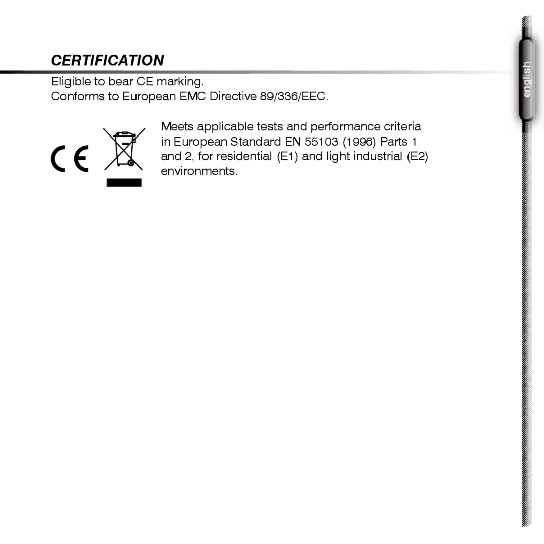 Shure SE420 manual Certification 