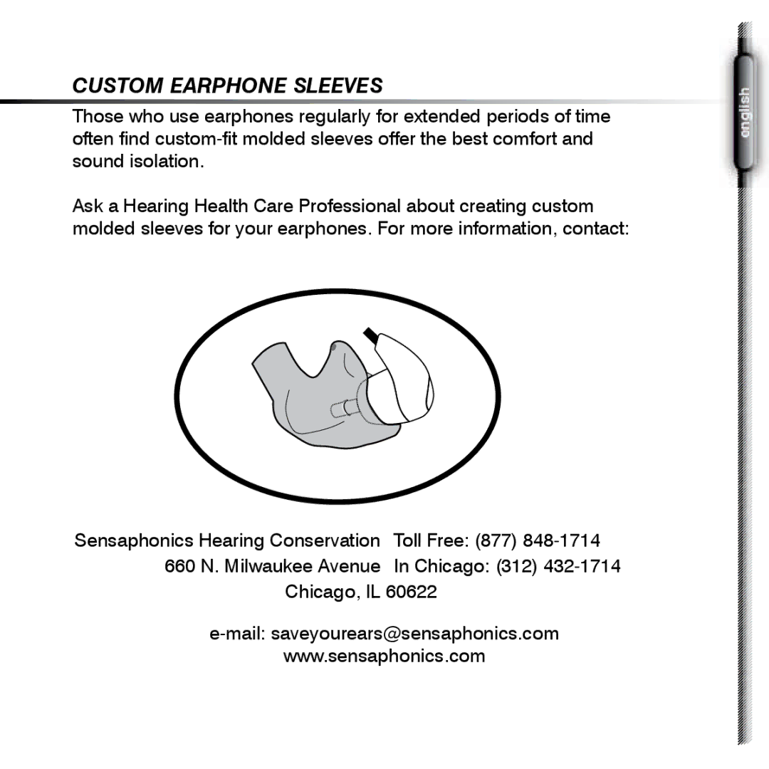 Shure SE420 manual Custom Earphone Sleeves 