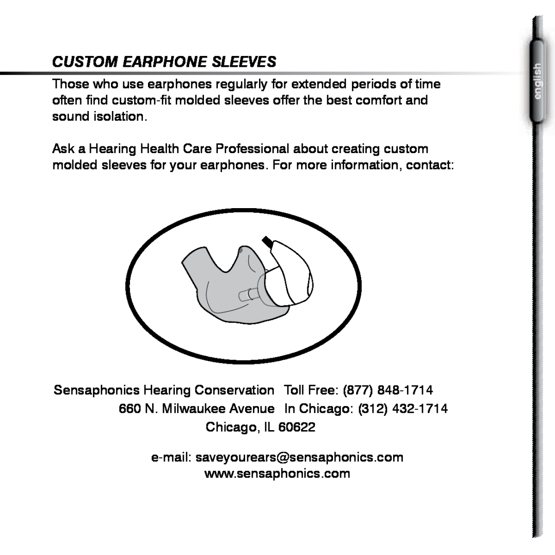 Shure SE420 manual Custom Earphone Sleeves 